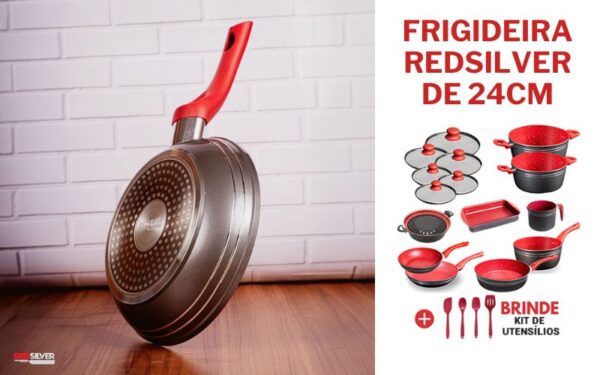 Frigideira Red Silver 24 cm com tampa